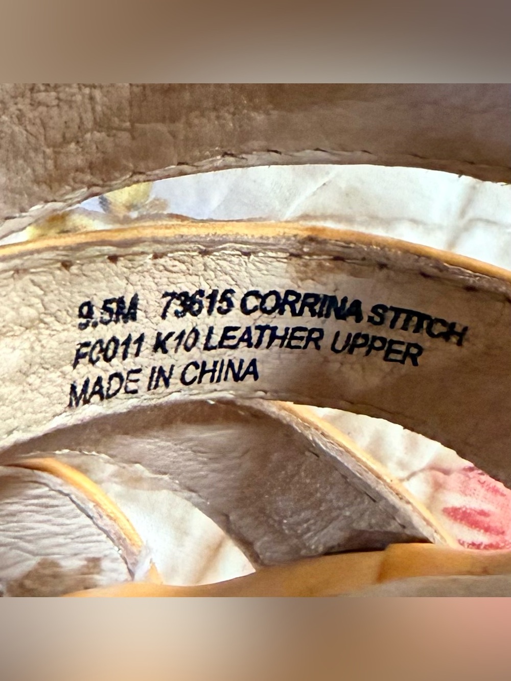 Frye Corrina Stitch Yellow Gold Leather Wedge Sandals with Ankle Strap - 9.5 - Picture 5 of 5